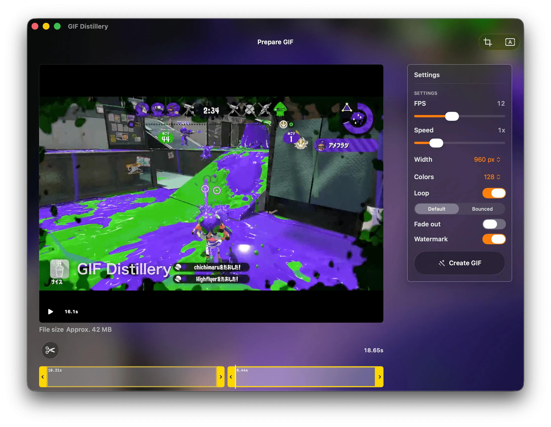 The new segment editor in GIF Distillery